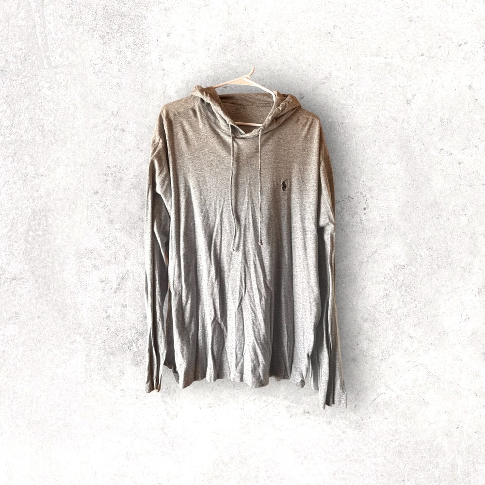 RALPH LAUREN POLO (GREY) LONG SLEEVE HOODIE T SHIRT